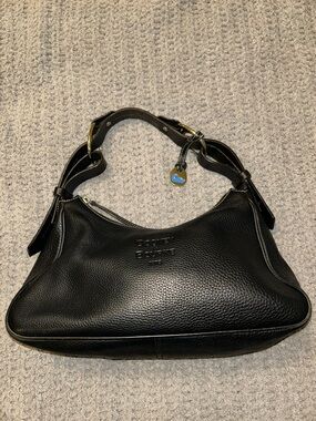 Dooney & Bourke Black Leather Shoulder Bag with Gold Accent